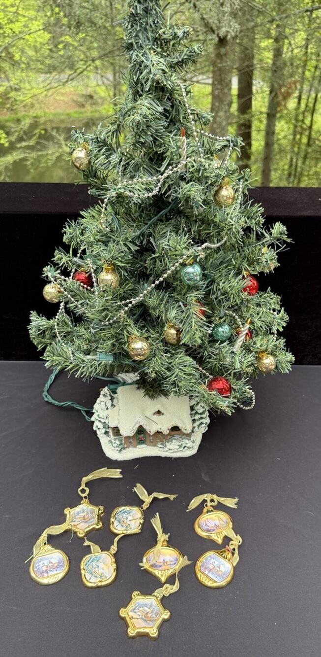 Lovely THOMAS KINKADE Miniature CHRISTMAS TREE & Ornaments